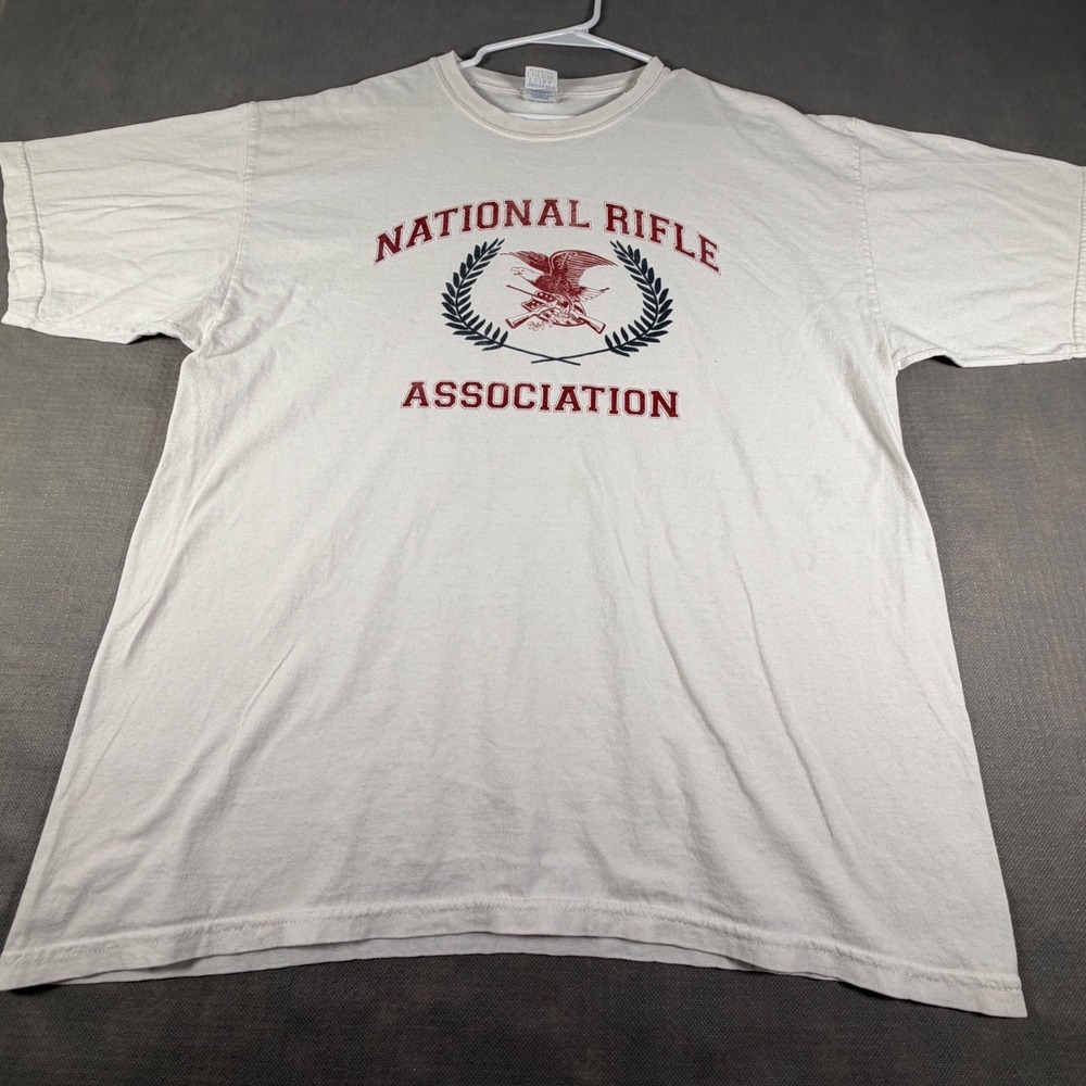 Gildan Mens XL National Rifle Association NRA T-Shirt White Vintage